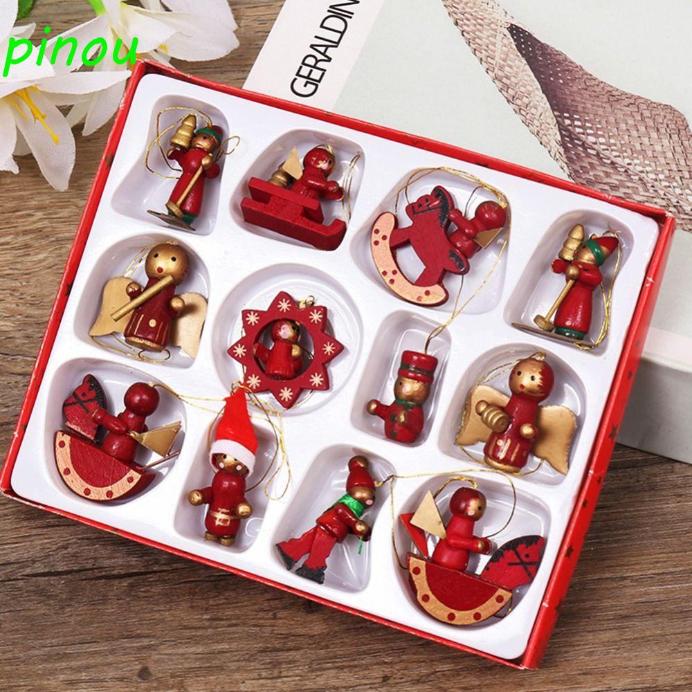 Pinou Set 12 Con Rối Gỗ mini Hình Ông Già Noel Có Thể Tái Sử Dụng Trang ...