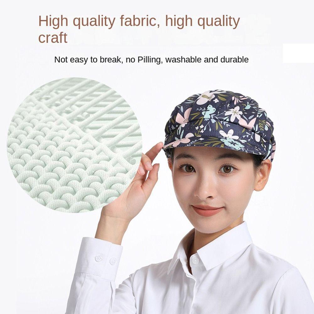Mũ đầu bếp SUNKISSD, Mũ làm việc bằng vải Cotton chống bụi, Phụ nữ thực phẩm In vải Nấu ăn Mũ vệ sinh Nhà hàng khách sạn