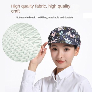 Mũ làm việc chống bụi BAMBOOB, In vải Dịch vụ thực phẩm Mũ đầu bếp, Phụ nữ Cotton kèm tóc Nấu ăn Mũ vệ sinh Nhà hàng khách sạn