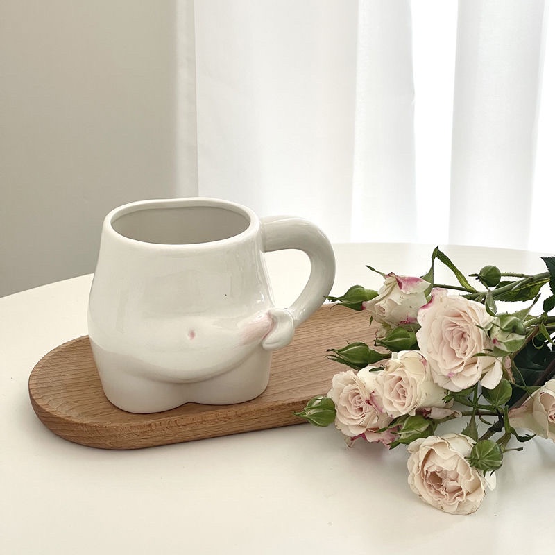 Cốc Uống Nước Véo Bụng Tạo Động Lực Giảm Béo Dễ Thương - Ly Sứ Đựng Nước Hình Mỡ Bụng Cute