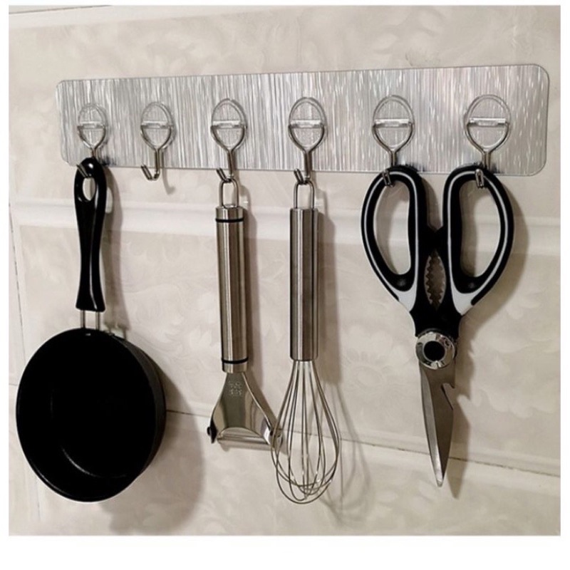 Thanh 6 Móc Dán Tường Inox Chắc Chắn,Bám Dính CAO CẤP LOẠI 1 GiaDungAnhThu