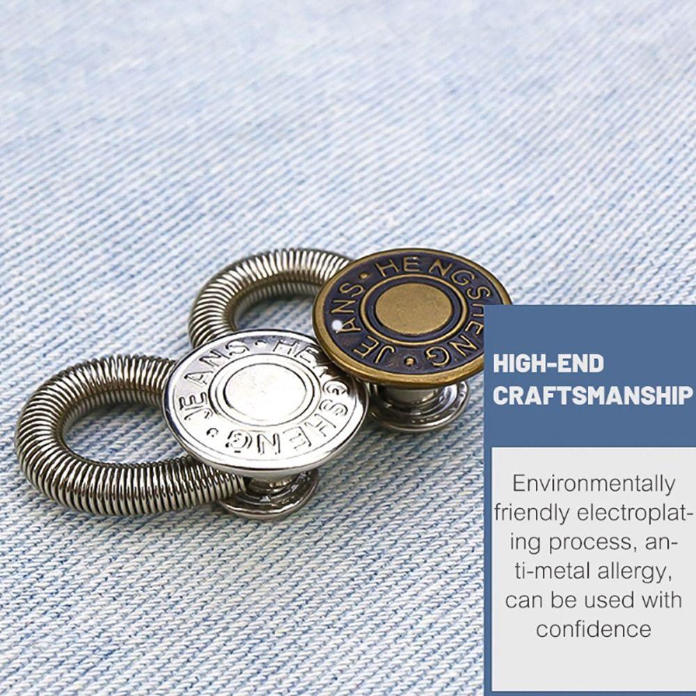 BAMBOOB 10 Cái Eo Nối Dài, Kim Loại Đàn Hồi Mở Rộng Phụ Kiện Nút Lò Xo, Quần 17mm Quần Co Giãn May Dụng Cụ Nút Quần Jeans