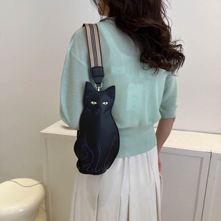 Pu Túi Đeo Chéo Hình Mèo Có Khóa Kéo Chống Thấm Nước Dễ Thương Cho Nữ