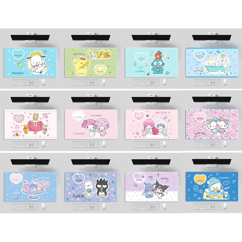 90x40cm Sanrios Kuromi Mymelody kawaii Anime Hoạt Hình Chuột Lớn Miếng Lót Chuột Thảm Bàn Bàn Bàn Bàn Phím Game Thủ Decoracion