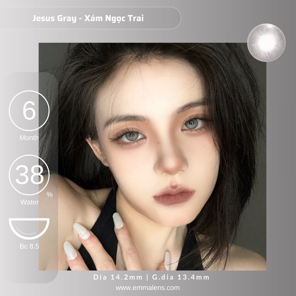Kính áp tròng Jesus Gray | Xám Ngọc Trai | Emma Lens