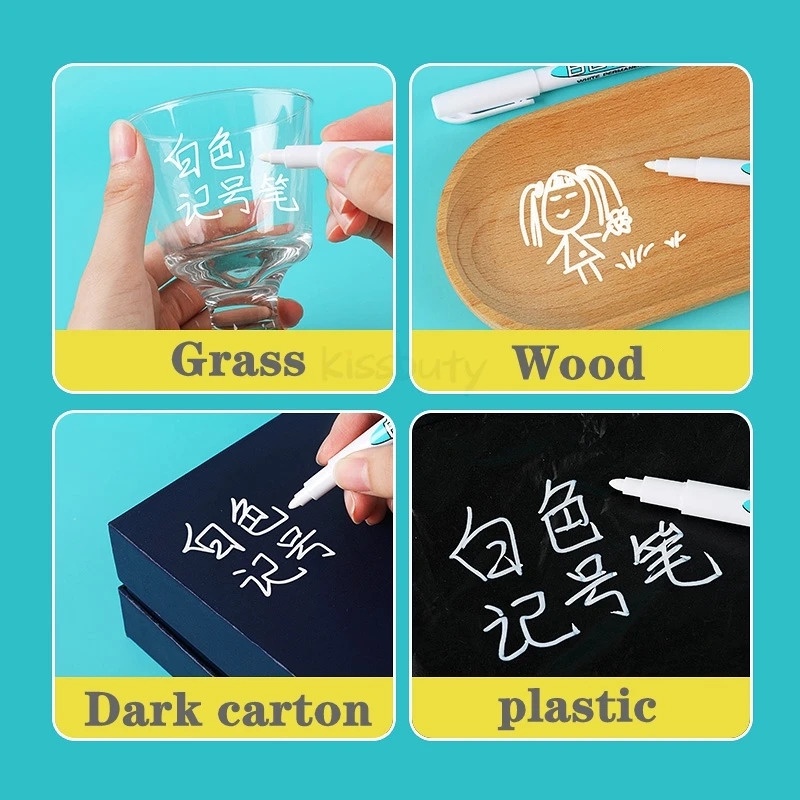 Bút Đánh Dấu graffiti Chống Thấm Nước Màu Trắng / Đen Nhanh Khô Không Phai Màu Kèm Móc Dùng Làm Kính / Bánh Xe