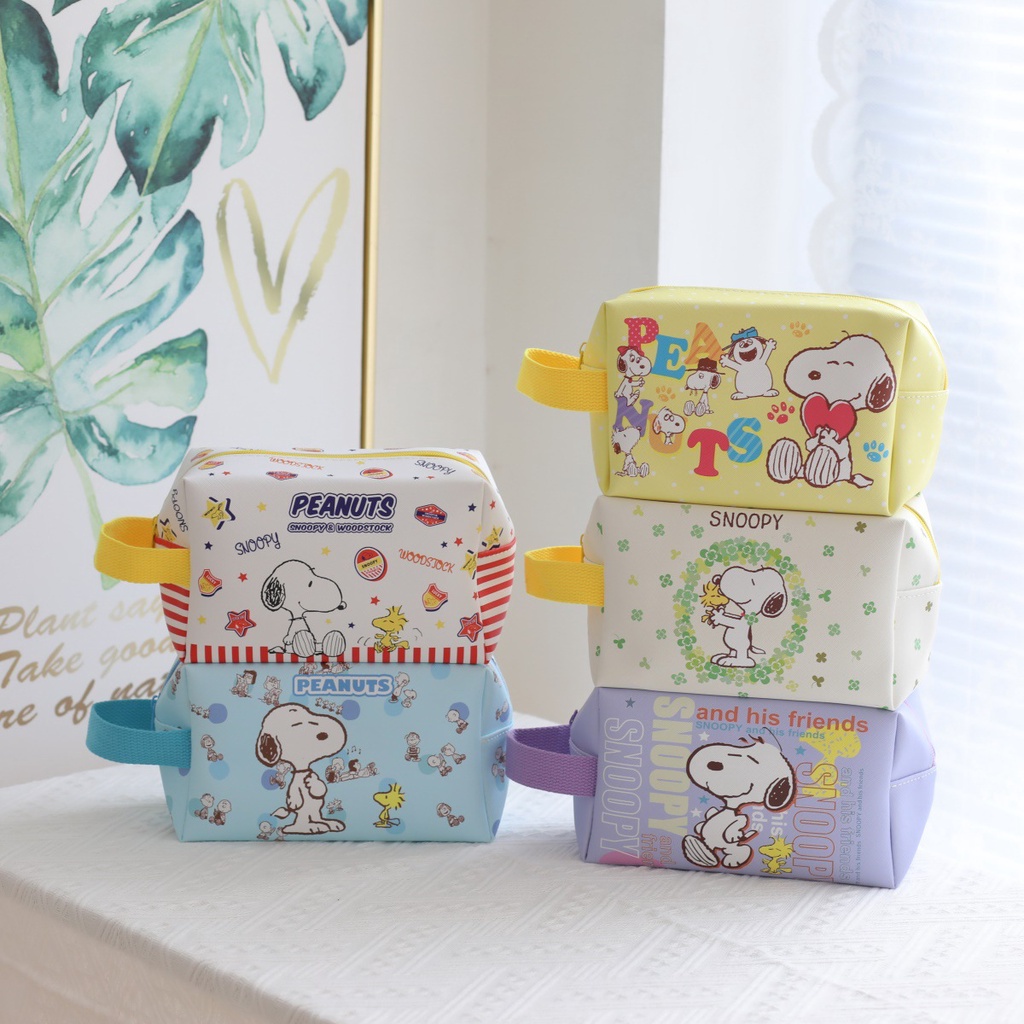 ST2 Snoopy Hoạt Hình Túi Xách Dễ Thương Túi Vệ Sinh Chống Thấm Nước Cho Bé Gái Mỹ Phẩm Túi Bảo Quản Hộp Đựng Bút Chì Dung Tích Lớn TS2
