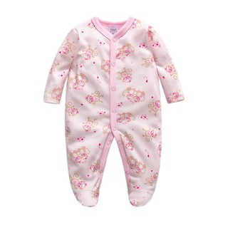 Bộ Đồ Ngủ Liền Thân Bằng Cotton Tay Dài Thời Trang Xuân Thu Dành Cho Bé