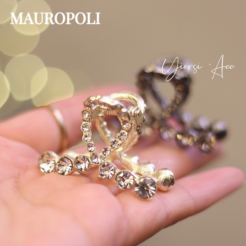 Mauropoli [Sẵn Sàng] Phiên Bản Hàn Quốc Kẹp Kim Cương Giả Chữ Thập Dễ Thương Phụ Kiện Tóc Nhỏ Đầu Lưng Nữ Nửa Kẹp Tóc Thời Trang Sang Trọng Phụ Kiện Đầu