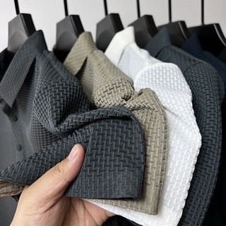 Áo polo Vải Lụa Lạnh Tay Ngắn Màu Trơn Phối Lưới Thời Trang Mùa Hè Cho Nam