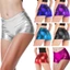 MỘT Nữ Lấp Lánh Da PU Quần Short Co Giãn Eo Nóng Rave Đảng Câu Lạc Bộ Đáy