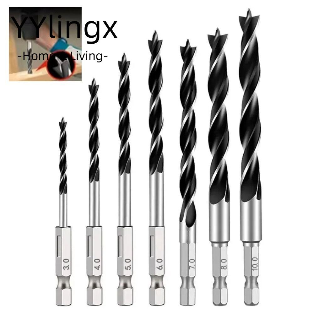 Yylingx 5 CÁI Máy khoan chế biến gỗ ba cánh, Dụng cụ điện bằng thép Carbon cao Mũi khoan Reaming, Mũi khoan xoắn ốc đa chức năng 1 / 4 "