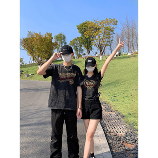 Hiixiivi Áo Thun Unisex Tay Ngắn Cotton Cổ Tròn Nam Nữ Baggy In Cặp Đôi 2024
