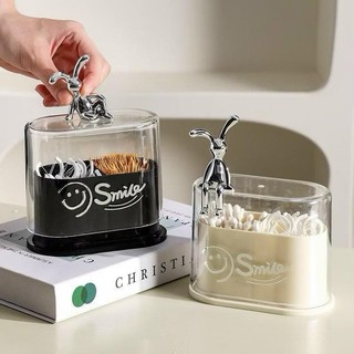 hộp đựng tăm bông tăm xỉa răng 2 ngăn hình thỏ Bunny phong cách hiện đại