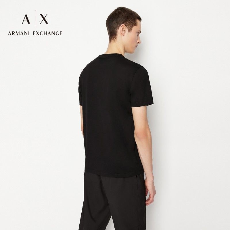 ARMANI Mùa Thu Nam Chữ Thời Trang LOGO Cotton Nguyên Chất Áo Thun Ngắn Tay
