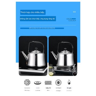 Ấm Đun Nước 3L Inox Hilogi Dùng Được Bếp Từ ,Các Loại Bếp , Có Reo Khi Sôi quai xách chắc chắn