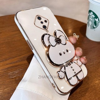 ốp lưng vivo s1 pro Ốp Điện Thoại TPU Silicon Mềm Mạ Điện Gắn Gương Trang Điểm Hình Thỏ 3D Cho vivo s1 pro