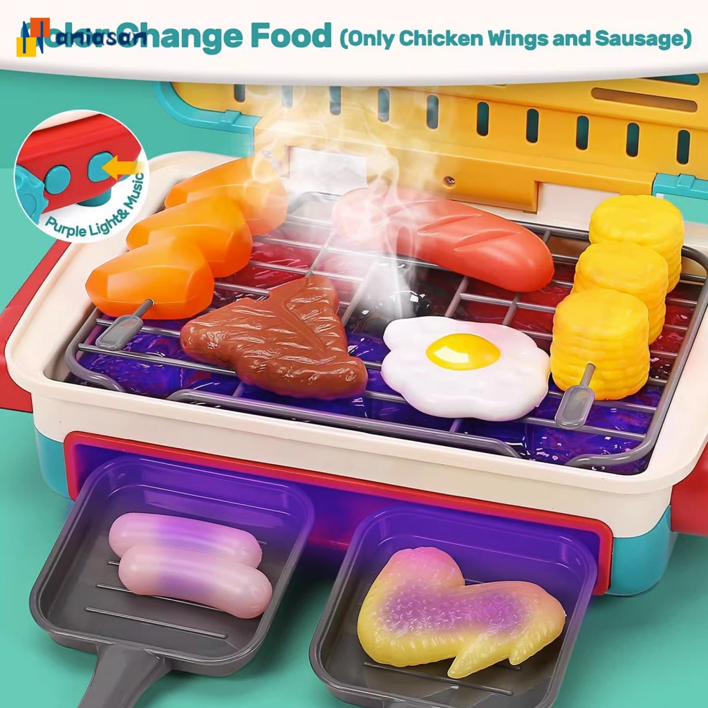 (aniasan) Bộ Đồ Chơi Nướng bbq Điện Tử Có Đèn Và Sương Mù Hoàn Hảo Cho Trẻ Em