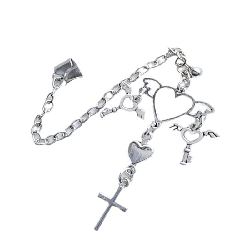 Bông Tai Trái Tim Dây Xích Phong Cách Punk Gothic Zircon cho Nữ