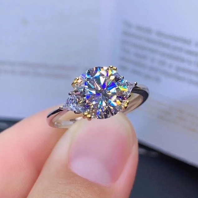 [Có chứng nhận Gra] Nhẫn Moissanite thật 3 Carat Thời trang Pigeon Trứng Moissanite Nhẫn kim cương