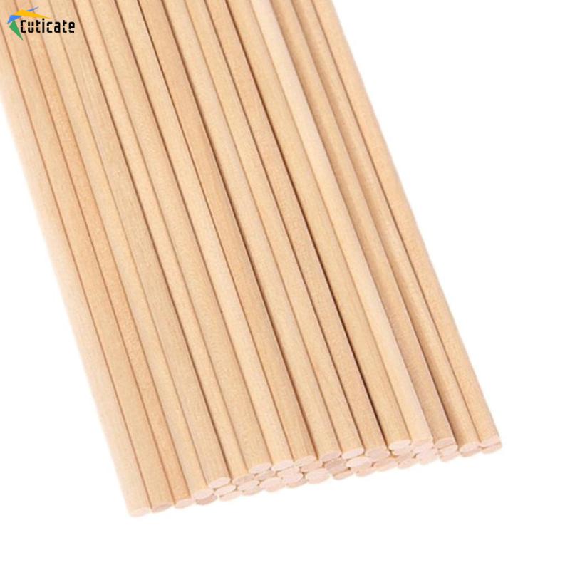 [Cuticate]Set 50 Que Gỗ Tròn 10cm / 15cm / 20cm Đường Kính 5mm