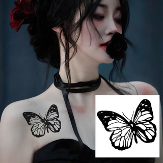 Set 10 Hình Xăm Dán Tạm Thời Hình Bướm Đen Chống Nước Dùng Một Lần