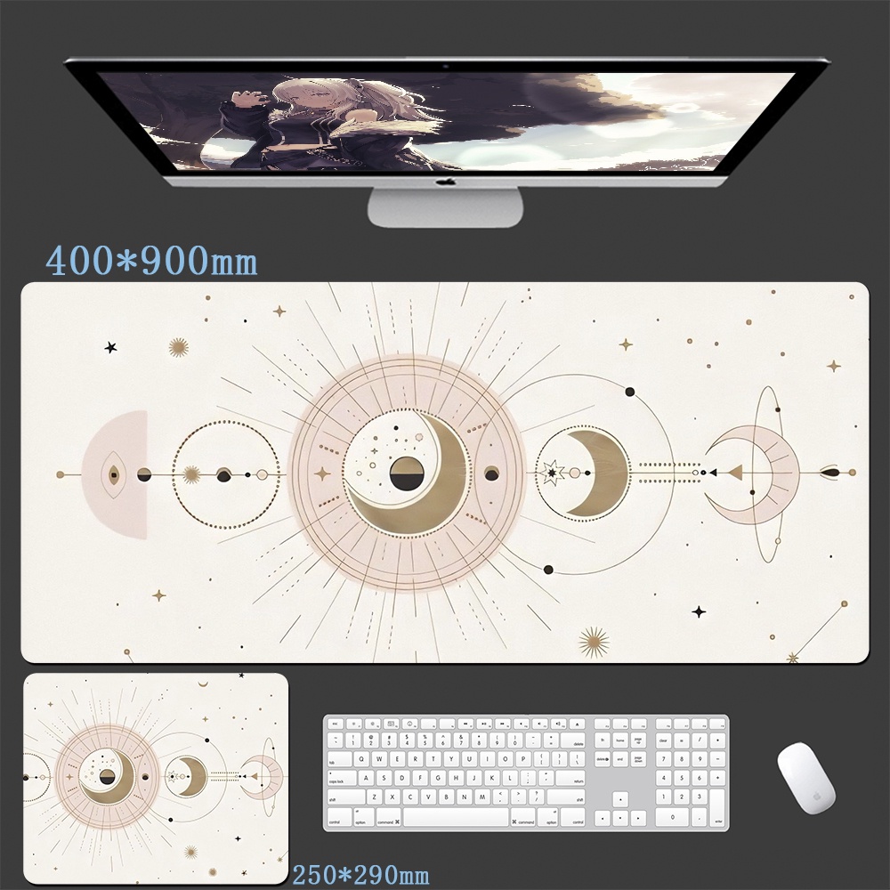 Miếng Lót Chuột Kawaiis Mousepad Mặt Trời Mặt Trăng Phụ Kiện Chơi Game Thẩm Mỹ Dễ Thương Để Bàn Thảm Bàn Phím Miếng Lót Cho Chuột Máy Tính