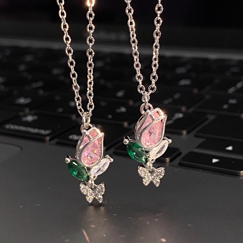 S925 bạc tulip gai cặp đôi vòng cổ thời trang cá tính nam nữ treo cổ