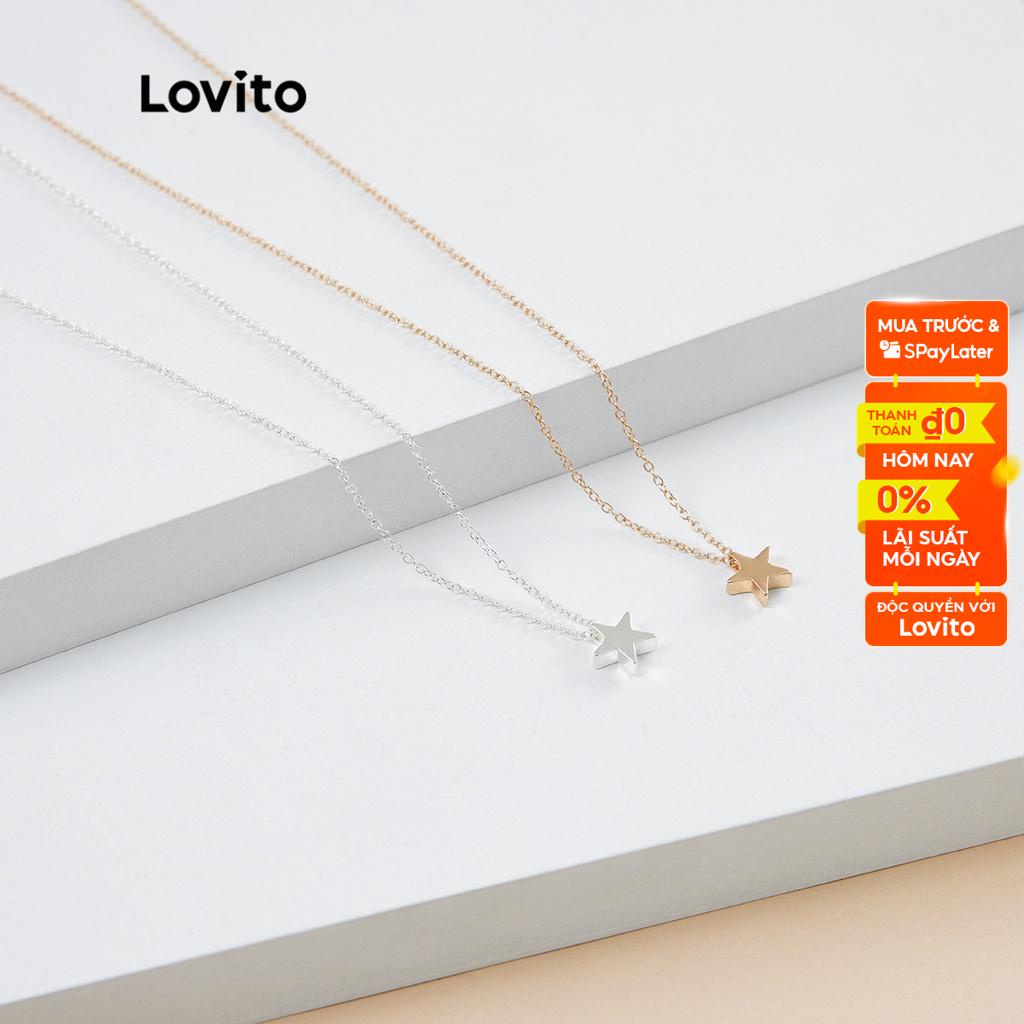 Dây chuyền Lovito bằng hợp kim hình ngôi sao 5 cánh A07008 màu vàng / bạc