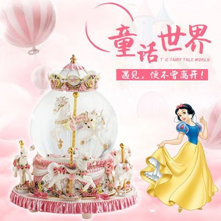 Hộp Nhạc Quả Cầu Tuyết Pha Lê Hình Hoa Tuyết / Con Kỳ Lân Phát Nhạc Làm Quà Giáng Sinh Cho Bạn Gái