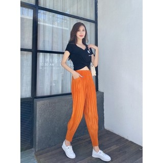Quần nữ lily xếp ly cao cấp, dáng skinny cà rốt thoáng khí