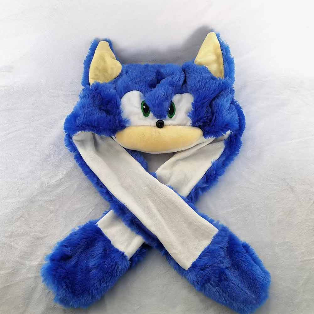 The hedgehog children's hats plush toys Sonic the Hedgehog Can moving hat with movable Earflaps cute plush dolls kids hats