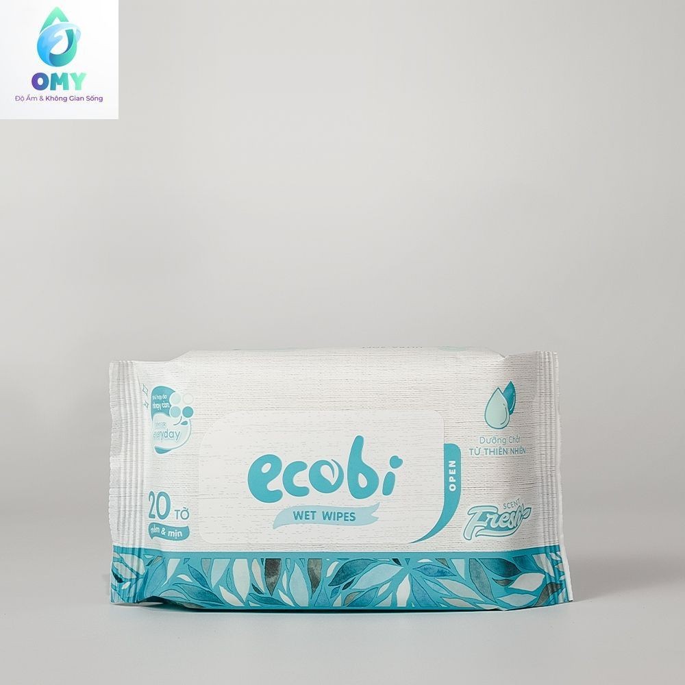 Khăn ướt cho bé Ecobi gói 20 tờ cao cấp không mùi không cồn không parabens