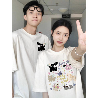 HIIXIIVI Thương Hiệu Mới Áo Thun Unisex Cotton Tay Ngắn Cổ Tròn In Độc Đáo Baggy Cặp Đôi