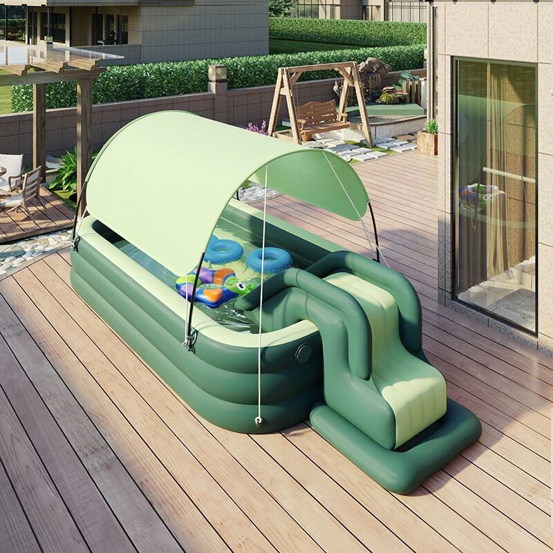Bể Bơi Phao Cầu Trượt KAW 2M6, 3M Chống Trượt, Mái Che Nắng Cao Cấp Gấp Gọn, An Toàn