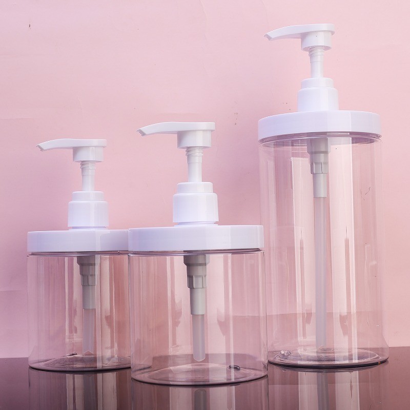 1000ml Press Type Chai rỗng - Hộp đựng mỹ phẩm - dành cho dầu gội Dầu xả - Chai bóp nhựa trong suốt có bơm - Di động, dung tích lớn