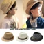 Mũ Fedora ống hút MERIGGIARE, Mũ chống nắng bằng rơm Trilby, Mũ hoa ngắn vành thoáng khí mùa hè
