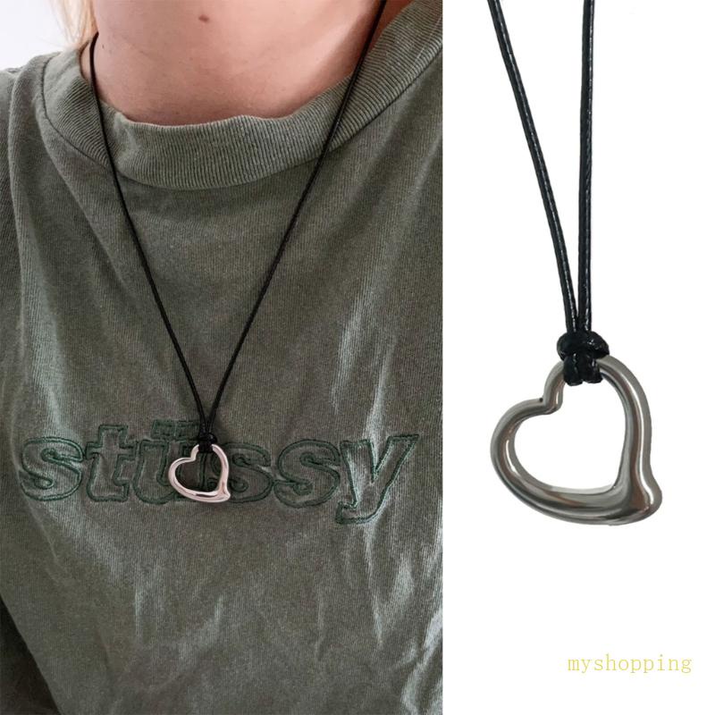 Ivy Vòng Cổ choker Dây Đen Mặt Trái Tim Rỗng y2k Đơn Giản Cá Tính ...