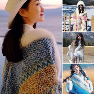 NCE Áo Poncho Mông Cổ, Style Dân Tộc với Chiếc Khăn Choàng, Len Nhân Tạo Mềm Mại dành cho Mùa Đông