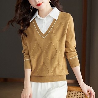 Áo sweater Tay Dài Giả Hai Lớp Phong Cách Thời Trang Thu Đông Mới 2023