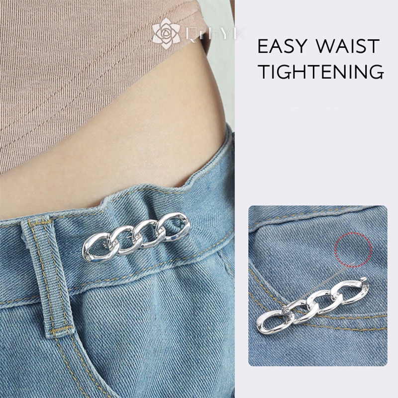 Qr Khóa Cài Quần Jean / Thắt Lưng Bằng Kim Loại Không Cần Đóng Đinh Có Thể Tháo Rời Đơn Giản Cho Nữ Mới