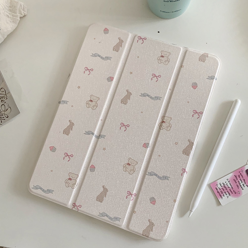 Vỏ Gương Acrylic Cứng Tương Thích Với IPad Mini6 IPad5 6 7 8 9 Air11 Air13 Air2 Air3 Air4 Air5 10.9 "Pro10.5 Pro11 Pro13 2024 Pro12,9 2018 Vỏ Da Họa Tiết Thỏ Gấu