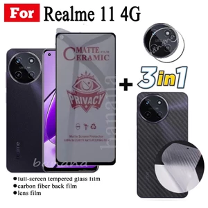 3 TRONG 1 Realme 11 4G Realme C53 C55 C51 C33 C35 Phim gốm bảo vệ màn hình và mặt sau chống gián điệp