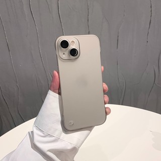 Ốp Điện Thoại Không Khung Mỏng Cho iPhone 15 ProMax 14 Plus 13 12 Pro Max Có Bảo Vệ Ống Kính Mờ Trong Suốt Nhựa Ốp Lưng T09