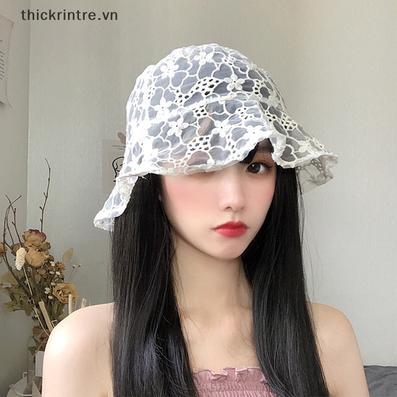 Mũ Tai Bèo Phối Ren Hoa Rỗng Thoáng Khí Thời Trang Cho Nữ