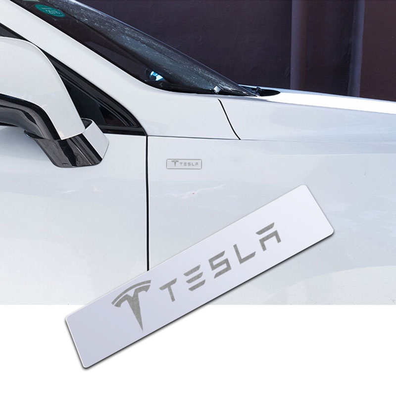 Tesla Miếng Dán logo 3d Bằng Kim Loại Tráng Gương Trang Trí Xe Hơi tesla model 3 x