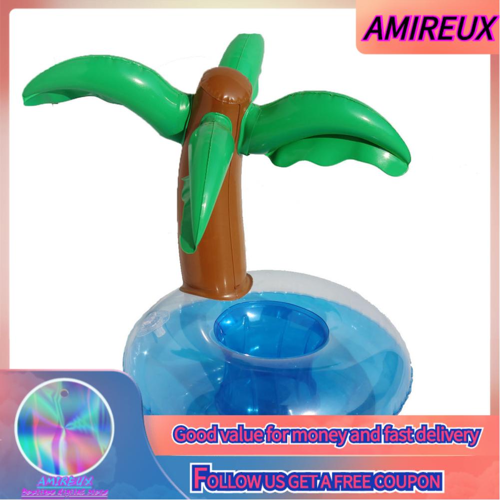 Zjchao Amireux Uống Phao Tay Nghề Tinh Tế Di Động Dễ Dàng Sử Dụng Nổi Uống Giá Đỡ Bơm Hơi Cây Dừa Hình Đi Biển