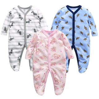 Bộ Đồ Ngủ Liền Thân Bằng Cotton Tay Dài Thời Trang Xuân Thu Dành Cho Bé
