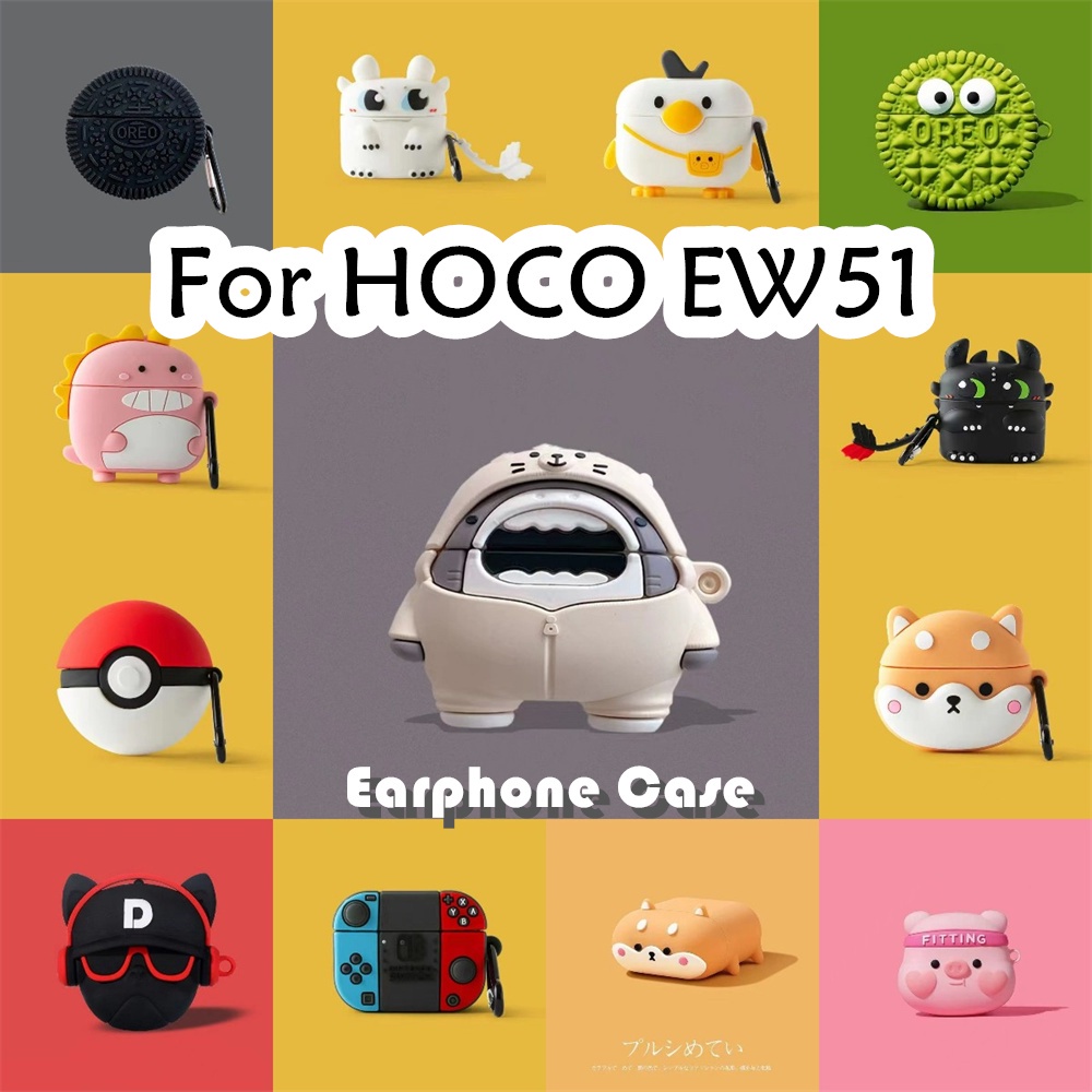 [Ngôi sao tương lai] Dành cho Vỏ HOCO EW51 Dòng phim hoạt hình chống rơi Black Dragon Vỏ tai nghe silicon mềm