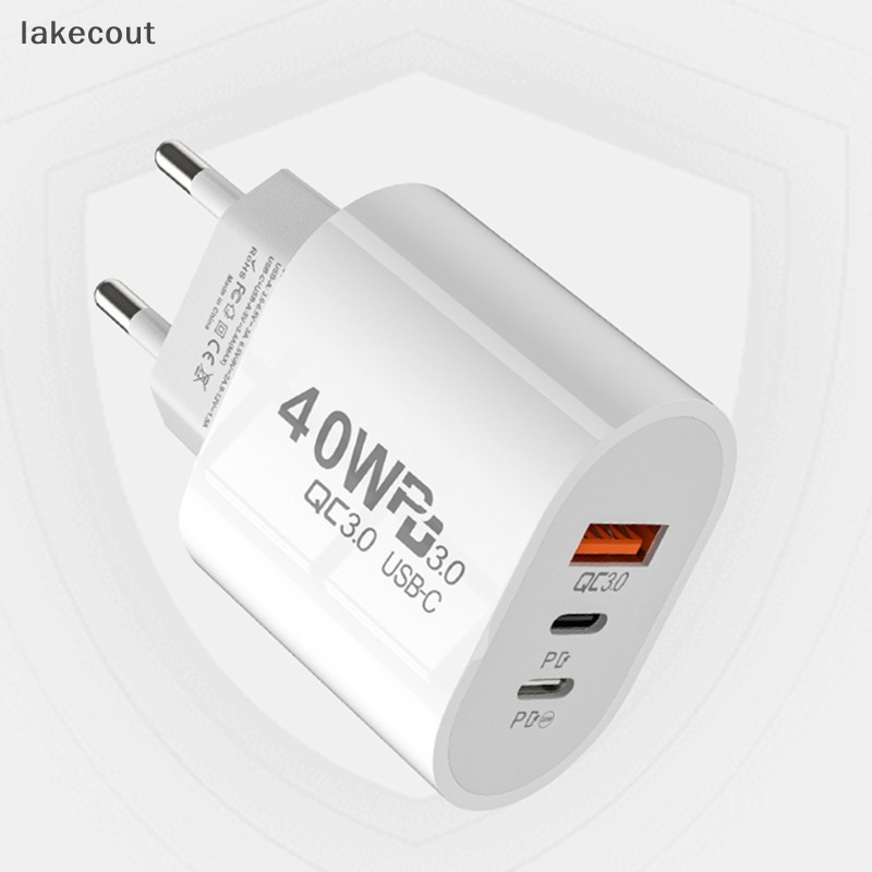 Lat USB C Sạc 40W Sạc 3 Cổng Loại C Sạc Điện Thoại Di Động PD Bộ Chuyển Đổi Nguồn Cho QC3.0 linh cẩu